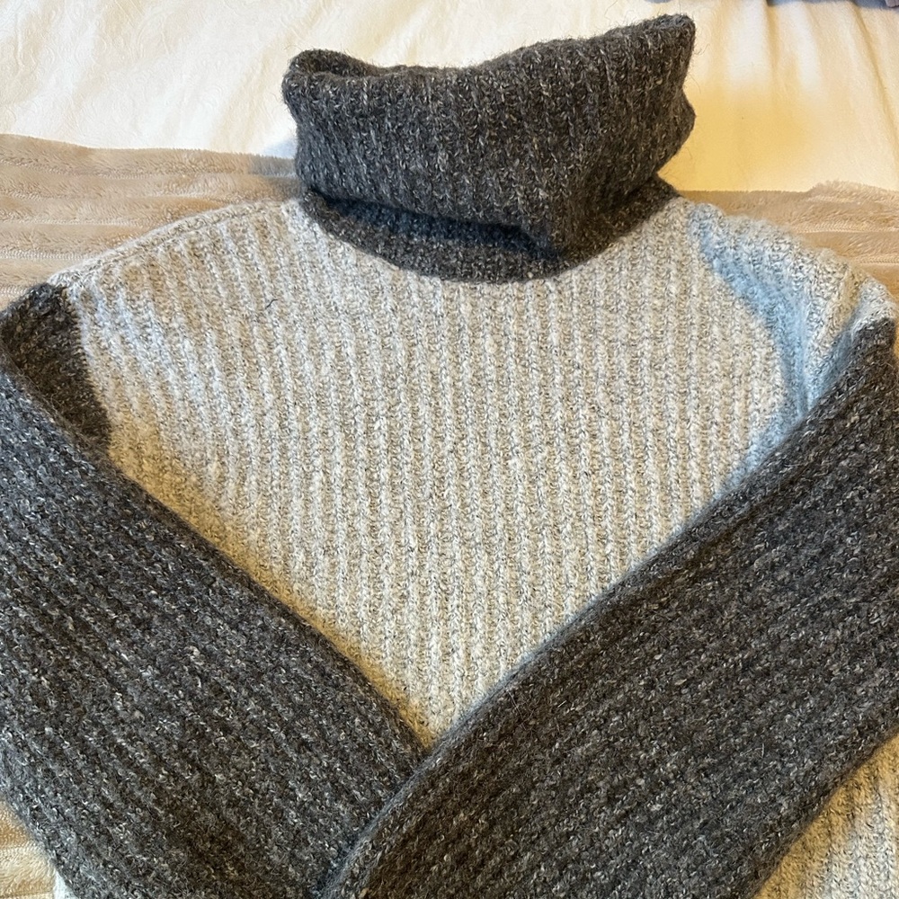 Ruby Moon Textured Knit Sweater in Gray and Cream